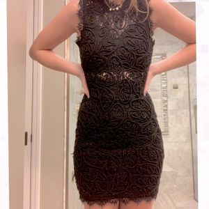 black lace dress with detail